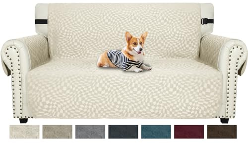 Ystyle Sofa Überzug 2 Sitzer, Sofabezug rutschfest, Couch Überzug Mit Armlehnen, Couch Cover, Sofaschutz Katze/Hunde, Haustier Durable Couchüberzug, Anti-Fleck Couchschoner, Beige