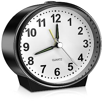 Ankilo Sveglia Analogica, Sveglia Silenziosa Senza Ticchettio, Sveglie da Comodino con Allarme Forte, Snooze, Sveglia Portatile per Camera da Letto, Ufficio