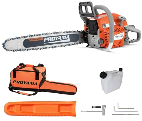 PROYAMA 62CC Gas Powered Chainsaw, 20 Inch 2-Cycle Petrol Handheld Cordless Chain Saw, Gas Chainsaws for Tree Wood Cutting