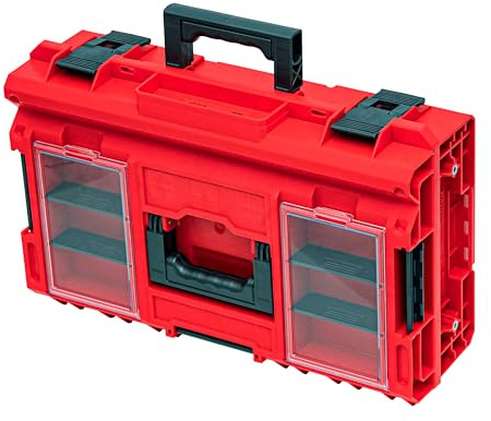 Qbrick - System ONE 200 2.0 Profi RED Ultra HD - Empty Tool Box - Organiser Storage for Tools Set and Accessories with 8 Buckets in Different Sizes, IP66 Certification and More