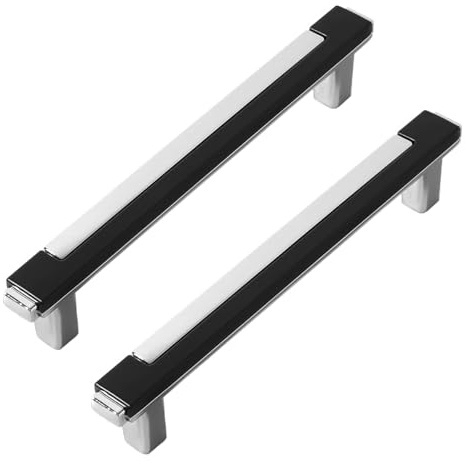 SYZOW 6 Stück Möbelgriffe Schwarz Silber 128mm, Schrankgriffe, küchenschrank griffe, schubladengriffe, Türgriffe Schwarz Silber für Küchen, Schrank, Schubladen, Möbel