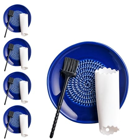 TURBO PRODUKTE Set di grattugia in ceramica con pelapatate e pennello, ideale per aglio, zenzero e limoni, lavabile in lavastoviglie, 5 pezzi