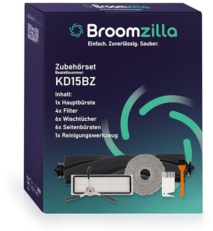Broomzilla18 Stück Zubehör für Dreame L10s / L10 Ultra / L10 Prime Saugroboter mit 1 Hauptbürste 6 Wischtücher 4 Filter 6 Seitenbürsten 1 Reinigungsbürste