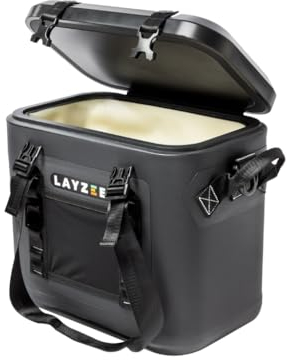 Kühlbox/Kühltasche 13 Liter von LAYZEE - Eisgekühlte Speisen und Getränke bis zu 4 Tage - Ohne Strom - Cooler Bag für Camping, BBQ, Wandern, Picknick - Magnetdeckel-Verschluss (Anthrazit)