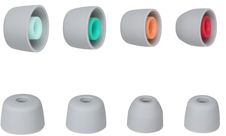 kwmobile 8 Paia di Cuscinetti Auricolari Silicone - Gommini Cuffie In-Ear - Ricambi Cuffiette in 4 Dimensioni XS/S/M/L - Set Compatibile con Foro 4-5,5mm - grigio chiaro