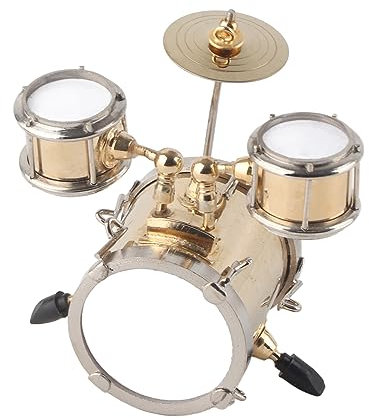 TOPINCN Miniatur-Musikinstrument-Nachbildung eines Schlagzeug-Sets, Perfektes für Freunde und Familie, Hochwertiges Messing-Schlagzeuger-Geschenkset für Musiker, Wird mit
