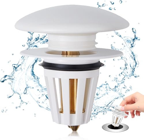 Meafeng Keramik Abflussstopfen, Universal Waschbeckenstöpsel Pop Up, Stöpsel Waschbecken für Aufsatzwaschbecken Badewannenstöpsel mit Anti Clogging Sieb(Ø 34-40mm)