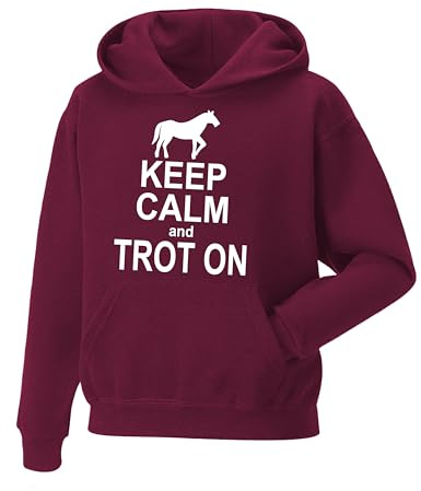 Snapit Keep Calm and Trot On Hoodie Horse Riding Equestrian Men's Hoodie for Kids/Women, Printed Pullover Hooded Top Horse Rider Jumper Show Pony Dressage Compete Stables Gift for Horse Lovers