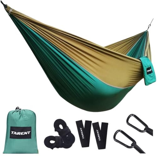 Tarent Hängematte Outdoor Camping, Hängematten Ultraleicht, 300kg Tragkraft Hammock mit Atmungsaktiver Schnell Trocknender Nylon Fallschirm