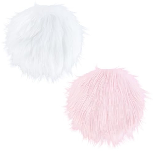 GORGECRAFT 2 Stück 2 Farben Kleiner Runder SchaffellTeppich Aus Kunstfell 30cm Rosa/Weiß Flauschiger Pelziger Spind Teppich Kissen Zum Fotografieren von Schmuckhintergründen