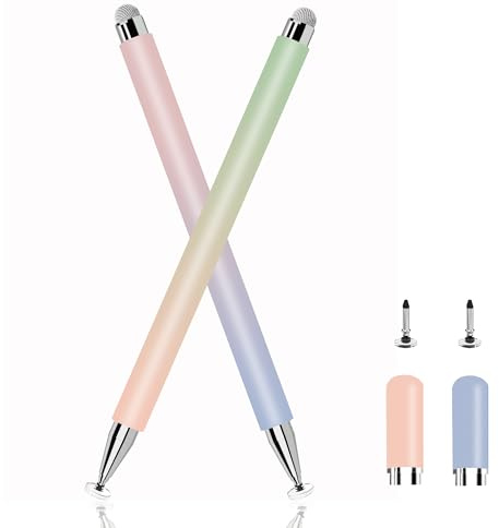 Stylet Tablette pour écrans Tactiles, Universel Haute Précision Stylet pour Tablette/iPad/Samsung/Galaxy/Android/iPhone/Tab A7&S7/Microsoft et Autres écrans Tactiles (Violet + Vert)