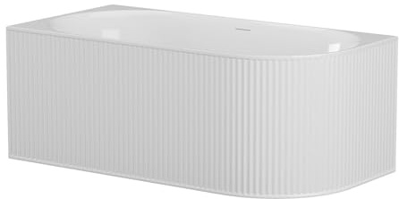 Vente-unique-Vasca angolare scanalata 200 litri 150 x 75 x 58 cm Bianco opaco Acrilico Angolo a sinistra - BARBORI