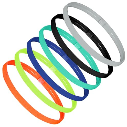 6 Stück Haarband Jungs, Haarband Sport Damen Elastische Stirnbänder Damen Dünn Stirnband Herren Antirutsch Schweißband Haarbänder Sport Stirnband für Fußball, Laufen, Yoga Mehrfarbig