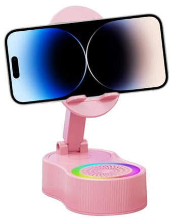 Qikam Soporte para Teléfono con Altavoz Inductivo,Soporte De Audio Inalámbrico con Luz RGB para Móvil | Base De Sonido para Tablets para Escuchar Música Ver Videos Transmisiones En Directo