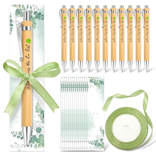 Okoss 30 Stück Schön dass du da bist Holz Kugelschreiber mit Eukalyptus Karte, Stifte Gastgeschenke Hochzeit Taufe Kommunion Konfirmation Geburtstag Abschied Abschluss Dankeschön Geschenk