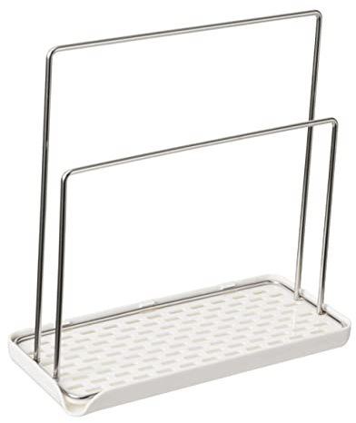 Hemobllo Organizador de Fregadero con Drenaje Soporte Vertical para Bayetas y Esponjas Estante de Almacenamiento Sin Taladro para Diseño Elegante y Práctico