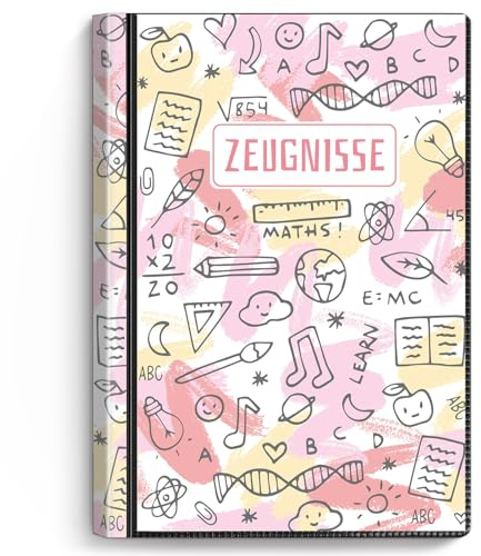 SKYDUE Carpeta de certificados con 30 fundas – Carpeta A4 con fundas transparentes, carpeta para documentos, certificados y certificados (LE-Pink)