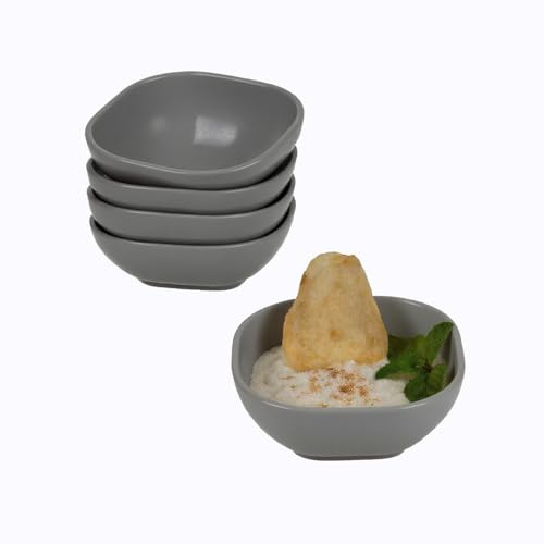 Dip Bowls Set - 4.5 OZ Mini Prep Bowls , Condiments Server Dishes (5 Grey) | Unbreakable Dipping Cups for Side Dish,Condiments Server Dishes for Soy Sauce, Dessert, Sushi,Vinegar,BBQ and Party Dinner