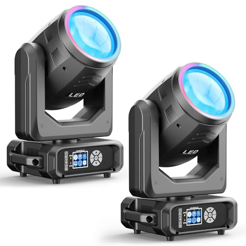 2 unités 200W Lyre LED Beam Spot Zoom, 8 gobos 18 prismes éclairage de scène DMX-512 stroboscope activé par le son, éclairage disco DJ pour fête, mariage, Halloween, Noël