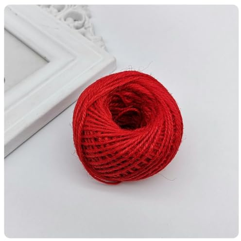 AMateschitz Colourful Jute Twine 2 mm Coloured Craft Cord 50 m Natural Jute String Christmas Decoration Cord Decoration Parcel Cord Jute Decorative Cord Hemp Rope Natural for DIY Crafts Crafts Red