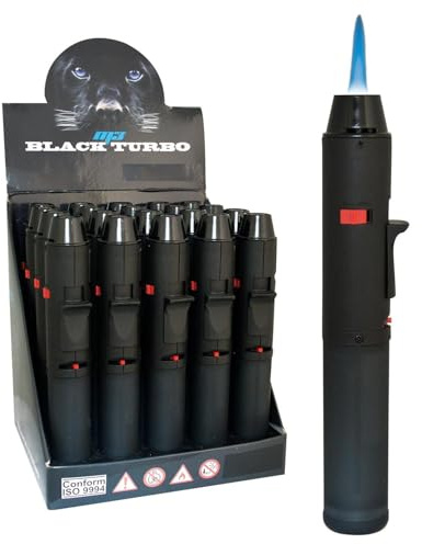 3 Stück Black Turbo Blue Laserflamme Feuerzeug mit Gas Jet Flamme Nachfüllbar, Windfest Sturmfeuerzeug Regulierbar Brenner Jetflame Lighter