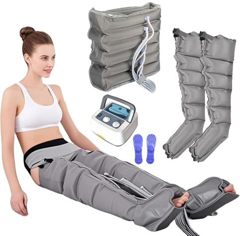 Pressoterapia per Casa, Pressoterapia Linfodrenaggio Professionale, 6 Camere d'aria Apparecchio Massaggiatore Gambe e Piedi, Massaggio Linfodrenante Anticellulite (6 cavità, 2legs+waist)