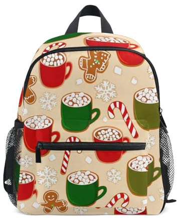 GAIREG Cute Gingerbread Cookies Toddler Boy Backpack with Name Tag, Kids School Bag,, Cute Gingerbread Cookies, 6-8 Years, Cute Backpacks