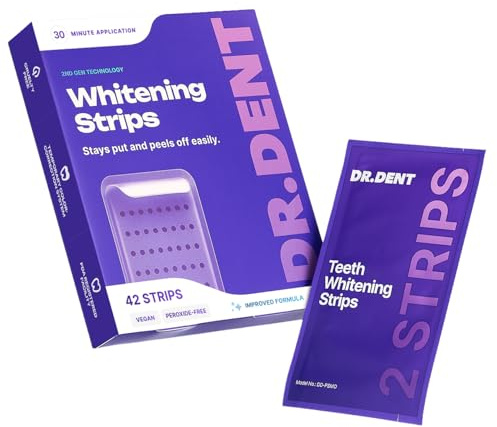 DRDENT Purple Teeth Whitening Strips 21 Treatments - Enamel Safe Whitening - Non Sensitive Formula - Gentle Whitening Care - Pack of 42 Strips