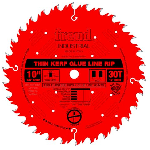 Freud LM75R010: 10 Industrial Thin Kerf Glue Line Ripping Blade, Carbide