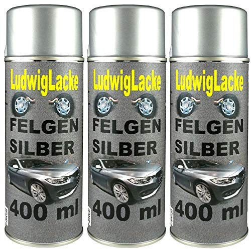 Standardspray 3 Spraydosen Felgensilber a 400 ml je Spraydose