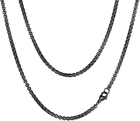 FaithHeart Herren Kette, Edelstahl 3mm/6mm Venezianerkette 45cm-80cm lang, Kette ohne Anhänger Punk Halskette, Personalisierte Kette für Geburtstag Valentinstag Weihnachten