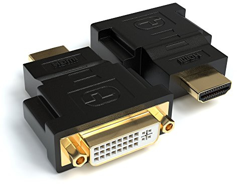 JAMEGA - DVI-I zu HDMI Adapter 2er Pack | DVI-I (24+5) Buchse auf HDMI Stecker | 4K Ultra HD Full HD 1080P HDTV Konverter | Kontakte vergoldet