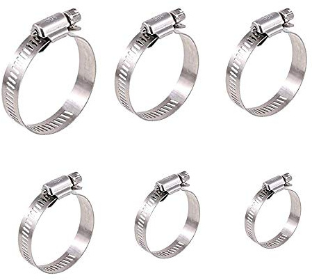 30 Piezas Abrazaderas Metalicas 10-63mm 6 Tamaño Abrazadera de Manguera de Acero Inoxidable Ajustable Clip Juego de Abrazaderas para Tubos