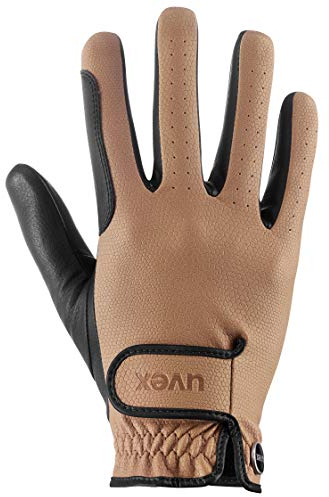 Uvex tensa II - widerstandsfähiger Reithandschuh für Damen und Herren - exzellenter Grip & strapazierfähig - touchscreenfähig - Caramel-Black - 10.5