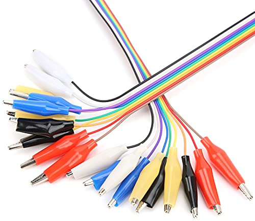Test Lead Set & Alligators Clips, Crocodiles Clip to Jump Wire Male/Female Jumper Breadboard Test Lead Cable for DIY Connection, Maker Experiment, Engineer LAB Test (7.9in, 20pin)