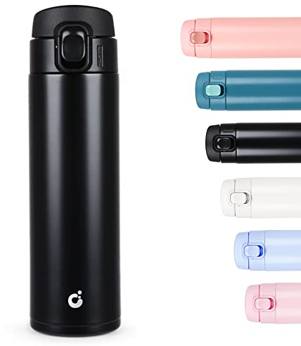 CodiCile Travel Mug, Reusable Coffee Cups with BPA-Free & Leakproof Lid,Coffee Flask for Hot and Cold Drinks,Double Wall Insulated Coffee Mug,Black,450ml