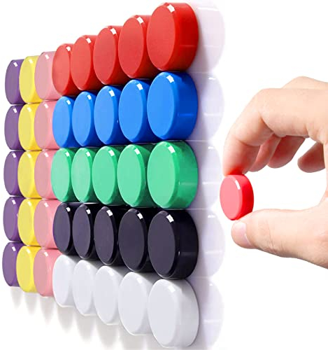 Whiteboard Magnete 40 Stück Neodym Magnet bunt 8 Farben Magneten für Magnettafel Rund Klein Magnet Haftmagnete Kühlschrank Whiteboard Schule Tafelmagnete Pinnwand Diameter 20 mm