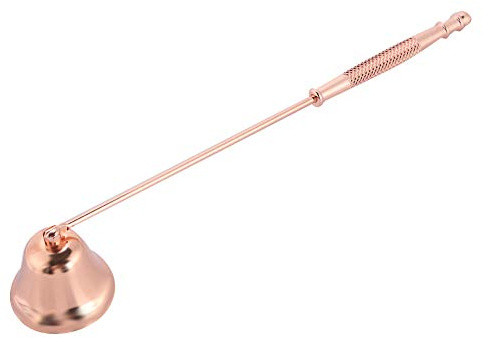 Kerzenlöscher, Glockenförmiger Dochtschneider aus Edelstahl, Kerzenzubehör mit Langem Griff Zum Löschen der Flamme von Dochten (Roségold)