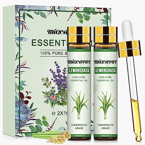 Migcaput Zitronengras Öl (2 x 10ml),diffuser ätherische öle,Lemongrasöl Ätherisches für Aromatherapie, Aroma Diffuser,Duftlampe,Raumduft,Lemongrass Essential Oil