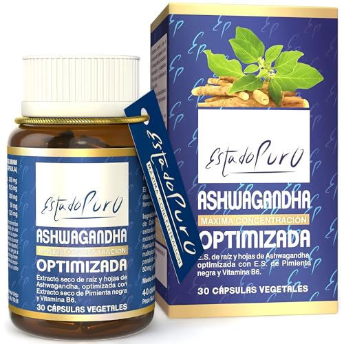 Ashwagandha Sensoril Estado Puro | Con 10% Withanólidos, Pimienta Negra y Vitamina B6 | Vegano, No-GMO | Cortisol Blocker & Detox - Disminuye Cortisol, Estrés y Ansiedad | 30 Cápsulas 1 Mes | TONGIL