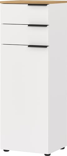 Germania Schrank 6006-633 GW-MENEN, in Weiß/Navarra-Eiche-Nb., mit Schubladen- und Türdämpfung, FSC-Zertifiziert, 39 x 111 x 34 cm (BxHxT)