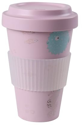 AWAVE Tazza da Caffè per Asporto in rPET 400 ml, Colore: Rosa, con Coperchio, Senza BPA, Riutilizzabile Sostenibile Riciclabile Lavabile in Lavastoviglie, Realizzata con Bottiglie PET Riciclate
