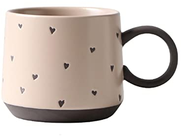 Tazza da caffè grande vintage in gres da 450 ml, tazza for tè, vin brulè, regalo for il personale dell'ufficio o for la casa, adatta al microonde e alla lavastoviglie, superficie goffrata rosa-450 ml