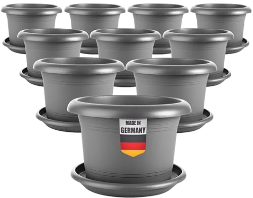 2friends Eleganter 10-er Set Pflanzkübel 15cm Durchmesser - Kompakter Blumentopf für Innen & AuÃŸen, Ideal für Sukkulenten und Kräuter, Robust & Frostsicher, Anthrazit