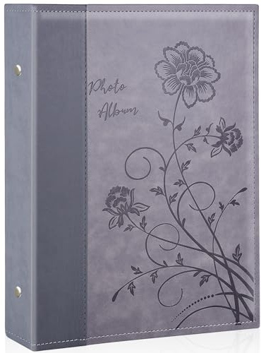 Miaikoe Album fotografico 10x15 300 Foto Slip in, grande capacità Copertina in pelle Album fotografico con 300 foto orizzontali da 10x15 cm per matrimonio e famiglia (Grigio)