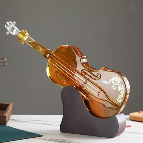 Ensemble de carafe à whisky personnalisé de 1000 ml, carafe créative for guitare/violon avec bouchon, distributeur de whisky, anniversaire, coffret cadeau (Color : A)