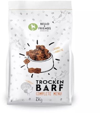 Bello & Friends Trockenbarf Komplett Pute, Hundefutter, 2 kg | BARF Hundefutter luftgetrocknet, ohne Zusätze, mit Obst und Gemüse