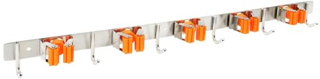 TMY Besenhalterung Wand | Gerätehalter 61 cm | Besenhalter 6 Haken 5 Halterungen | Gartengeräte Halterung zur Küche Badzimmer | Wandhalter Besen Mop Werkzeuge Schlüssel | Selbstklebend zum Anschrauben