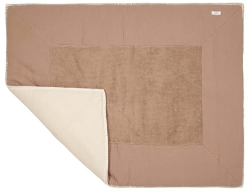 Koeka Laufstalldecke - Viereckige Laufgittereinlage - Spieldecke - Krabbeldecke - Faro - Musselin Baumwolle - Weiß/braun - 75x95 Cm