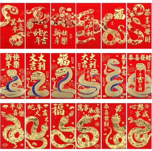 LIFKOME 18stücke Rote Umschläge Für Jahr Der Schlange Glücksumschläge Für Chinesische Neujahr Frühlingsfest Hochzeiten Und Geburtstagsgeschenke Aus Hochwertigem Spezialpapier
